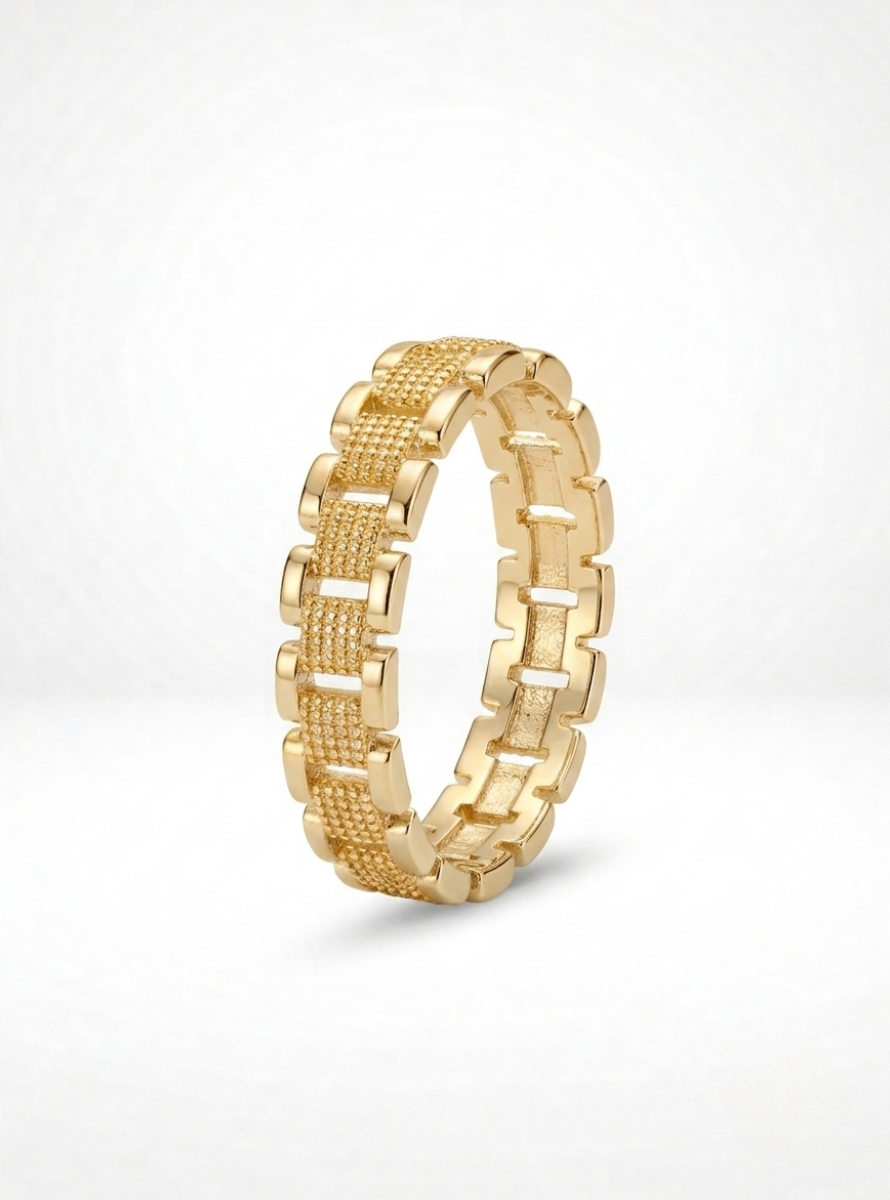 Structure Ring in gold filled by LEMMAR – geometric architectural design